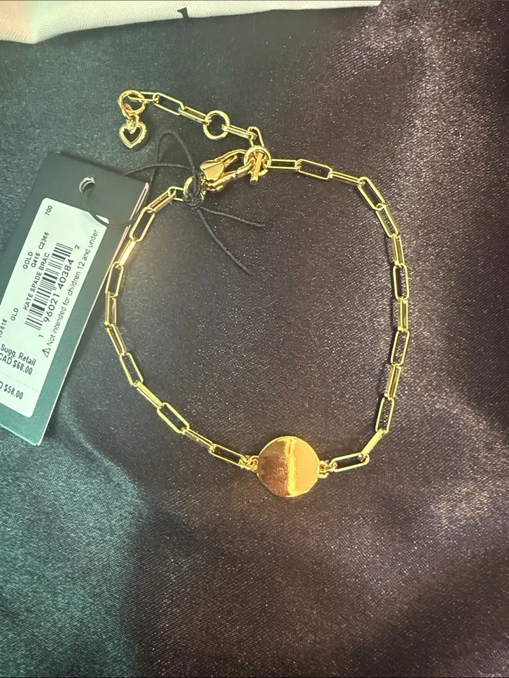 kate spade Gold Paperclip Chain Bracelet with 'S' Disc - Picture 2 of 3